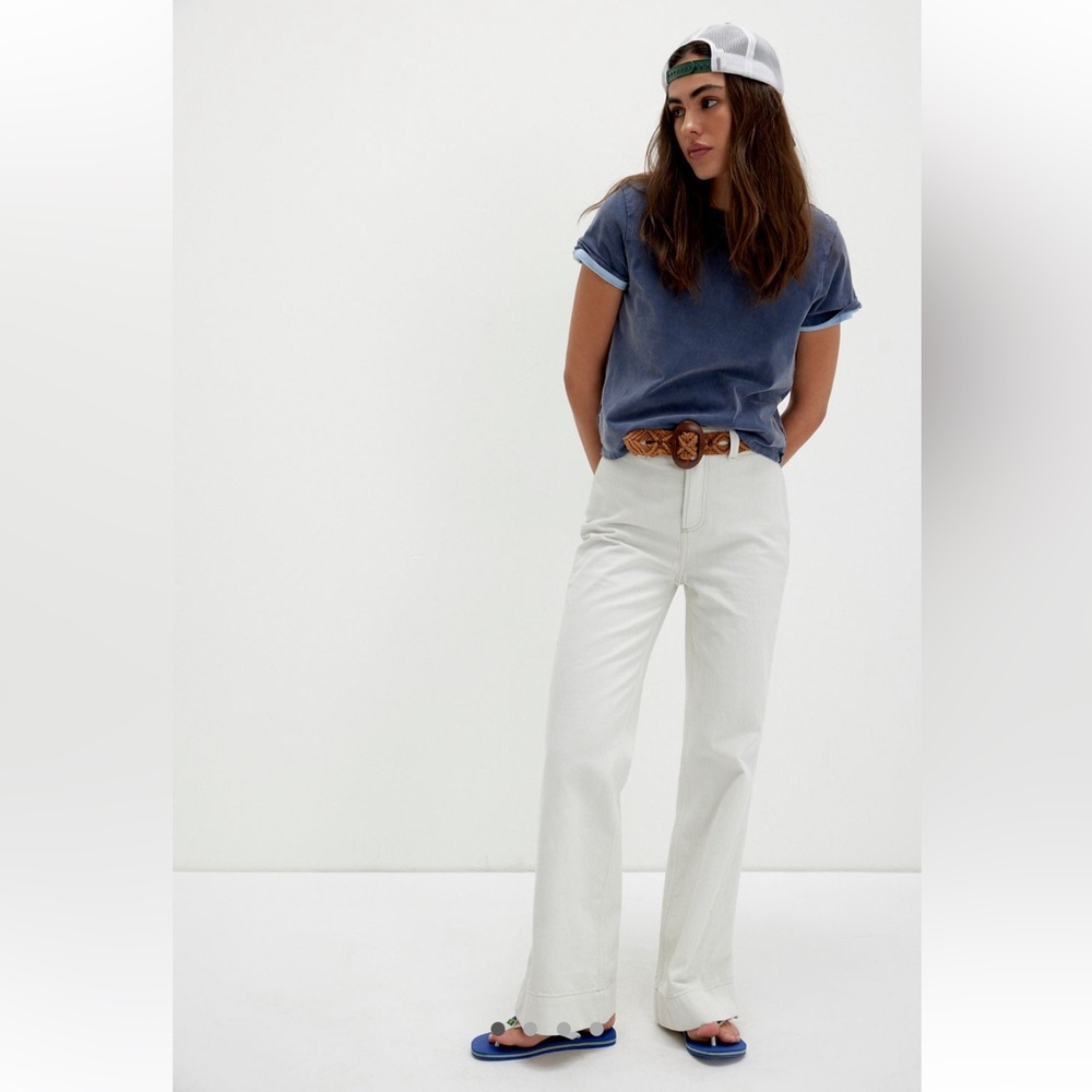 Free People Cerine Ecru Relaxed Bootcut Jeans 26